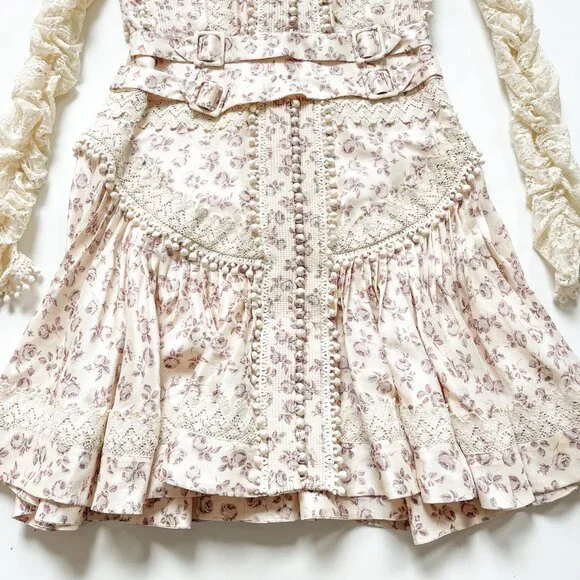 Zimmermann Sabotage Shirt Dress Floral Silk Mini Dress Size AU 1 US 6 NEW - Picture 5 of 14